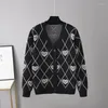 Women's Sweaters Plaid Knitted Casual Loose Cardigans Autumn Winter Full Sleeves Buttons Hip Hop Sweater Jumpers
