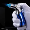 Lighters New Metal Windproof Cigar Lighter Powerful Blue Flame Spray Gun Turbo Butane No GasTorch Cigarette Accessories Men's Gift