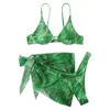 Vrouwen Badmode Plus Size Zomer 2023 Vrouwen Strap Wrap Pad Hoge Taille Prints Bikini Set String Drie Stukken badpak
