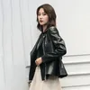 女性の革2023leatherジャケット本物の女性韓国ファッションシープスキンコートショートレディースジャケタデ