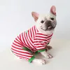 犬アパレルジャンプスーツ秋の冬猫ファッションストライプセーターペットかわいい漫画カワイイ服小さなパジャマプードルヨーキーマルタ