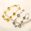 New Fashionable Classic Chain Bracelets Women Bangle 18K Gold Plated Stainless steel Crystal Flower Beads Lovers Gifts Wristband Cuff Chain Designer Jewelry