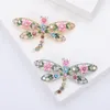 Brooches Rhinestone Dragonfly Brooch For Women Vintage Coat Suit Clothing Accesories Enamel Flower Insect Pin Wedding Party Jewelry Gift