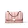 Evening Bags Fashion Simple Embroidery Chain Bag Thread Slung Over Shoulder Underarm Rhombic Soft Leather