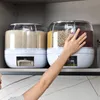 Matbesparare förvaringsbehållare 360 ​​grader roterande risdispenser förseglad torr spannmålskorn hink fuktsäker kök containerbox 231023