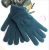 Универсальные однотонные теплые вязаные перчатки ярких цветов, мужские и женские вязаные перчатки, эластичные варежки с длинными пальцами, теплые перчатки для велоспорта для взрослых