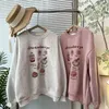 Women's Hoodies Korean Autumn Sweet Strawberry Letter Print Round Neck Casual Loose Pink Apricot Long-sleeved Sweater