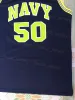 College Basketball 50 David Robinson Jerseys University Naval Academy Navy Midshipmen Marineblauw Wit Borduren en naaien voor sportfans B