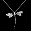 Wisiorki moda 925 srebrna biżuteria długie naszyjniki Dragonfly 20 "łańcuchy dla kobiet walentynkowe prezenty