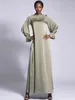 Etnische Kleding Eid Moslim Vrouwen 2023 Satijn Effen Jurk Abaya Party Lange Mouw Jurken Dubai Arabische Turkije Ramadan Abaya Caftan Elegant