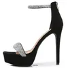 Klänningskor 2023 Summer Women High Heels Sexy Party Night Club Pumpar Kvinnlig täckning tunn t-scen Crystal Sandals