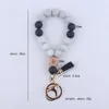 Schlüsselanhänger Einfache Armband Schlüsselanhänger Holz Silikon Perlen Schlüsselanhänger für Lebensmittelqualität Beißring Schmuck Anti-Verlust Quaste Anhänger