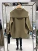 Misto lana da donna Casual caldo cappotto di lana di media lunghezza Autunno Inverno Design ampio Donna Misto Casaco Cappotto spesso oversize con risvolto Abrigo Mujer 231023