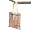 Akşam Çantaları Nordic The Yorker City Magazine Kadınlar Alışveriş Çift Baskı Gündelik Alışveriş Bag Lady Canvas Tote Yaprak Seyahat Çantası 231024