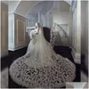 Brudslöjor Butterfly Wedding Veils Soft tle Två lager spets Brudanpassad Appliced ​​Edge Luxury Veil för klänning 9754857 Wedding otw8n