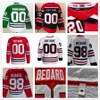 Hockeyshirt Connor Bedard Jonathan Toews Andreas Athanasiou Seth Jones Taylor Raddysh Tyler Johnson Jason Dickinson Hull Rood Wit Gestikt Heren Jersey