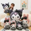 Black Kuromi Mymelody Plush Dolted Dolls Kawaii Cartoon Sofa Cushion Pillow Dark Gothic Lace Toy Gift for Girls