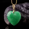 Jade coeur collier pendentif pierre 925 argent naturel mode charme colliers vert luxe bijoux accessoires homme réel Jadeite216i