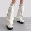 Calcetines para mujeres con hebilla de metal de bolsillo Harajuku Academia Dark Punk Knee Boot Boot Foss Cover E-Girl Gothic Streetwear