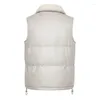 Men's Vests PU Cotton Vest Winter Jacket Thickened Sleeveless Tank Top Warm Standing Collar Pocket Good Quality