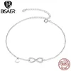 BISAER Infinity Love enkelbanden 925 sterling zilver geometrische hart ketting enkelbanden voor vrouwen voeten been ketting link sieraden ECT019 231025