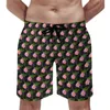 Men's Shorts Board Pink Water Retro Swim Trunks Floral Print Man Quick Dry Sports Fitness Oversize Beach Short Pants