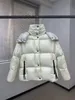 Designer dames naar beneden parkas borduurde armband winter omlaag jasje contrast kleur afneembare kap kraag open en sluit brood omlaag jas maat 0-3