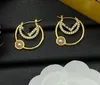 Top Letter Brass Earrings High-Grade Simple Fashion in Europe and America Trendy Earrings Earrings for Women