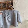 Garçons Filles Designer Vêtements Bébé Pull Deux Pièces En Peluche Ensemble 2023 Automne Enfants Vêtements Hiver Nouvelle Lettre Imprimer Col Rond Sweat S10257