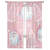 Curtain Pink Christmas Tree Snowflake Santa Claus Voile Sheer Curtains Living Room Tulle Window Curtain Bedroom Drapes Home Decor 231024