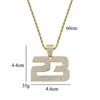 Hip Hop Micro Paved Cubic Zirconia Bling Iced Out Number 23 Pendants Necklace for Men Rapper Jewelry Gold Silver Color278k
