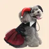 Hundkläder halloween vampyr mantel med huvudbonad fästning tejp stängning söt husdjur magiker klänning cosplay kostym