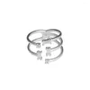 Bagues de cluster Shards of Sparking Ring Clear CZ 925 Sterling-Silver-Rings DIY Fashion Feamle Bijoux européens pour femmes