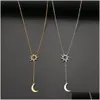 Pendant Necklaces Stainless Steel Sun Totem And Moon Necklace For Women Fashionable Exquisite Summer Must-Have Party Friend Jewelry Dr Otv4N