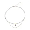 Ожерелья с подвесками, женское жемчужное акриловое ожерелье из бисера, двухслойная цепочка с фианитом, нежные украшения, очаровательные ювелирные изделия