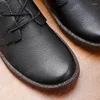 Robe chaussures en cuir souple hommes décontracté affaires confortable qualité respirant peau de vache à lacets noir conduite mocassins homme