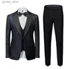 Costumes pour hommes Blazers Costume Jacquard pour Banquet d'affaires pour hommes 3 pièces Vêtements de cour pour hommes Hommes Robe de marié pour fête de mariage Blazers + Pantalon + Gilet Q231025