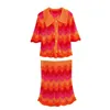 Arbeitskleider Y2K Wave Stripes Kintted Tops Kurze Röcke Sets Frauen Sommer Baddie Outfits Zweiteiliges Set Wamans Bunter Top-Rock