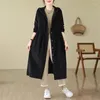 Trench da donna Cappotto retrò con cappuccio Design ispessito Giacca a vento francese Cardigan allentato pieghettato 2023 Autunno Cappotto casual Giacca lunga da donna Z3413