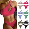 Kvinnors badkläder 2 bit baddräkter Halter Ring Bikini Set med Cover Up kjol Womens Suites Swim Top