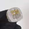 Made Hip Hop Iced Out Men Sier 10k Solid Gold Championship Custom Moissanite Ring