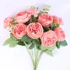 Bouquet de roses Mansa artificielles décoratives, fausses fleurs en soie, Simulation de Roses jaunes et blanches, décoration de chambre à coucher