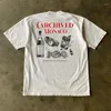 Erkekler Tişörtleri Amerikan Vintage Moda Marka Yarışı Baskı Kısa Kollu T-Shirt Erkekler Y2K Goth Harajuku Caddesi gevşek gündelik üst