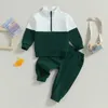 Clothing Sets Tregren 6M5Y Toddler Baby Girl Boy Fall Clothes Contrast Color Long Sleeve Half Zipper Tops Elastic Waist Pants 2Pcs Outfits 231025