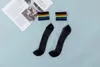 Kvinnors strumpor Spring Summer Women's Cotton Rainbow Stripes Fashion Thin Crystal Stockings Casual Tide Harajuku Korean 2023