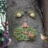 Trädgårdsdekorationer unika fågel matare träd ansikten dekor utomhus trädgård gård kreativ harts väggdekoration lätt att installera 231025