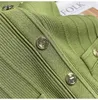 Sandro basit ince yeşil fırfırlı v yaka uzun iğne dokuma etekleri moda