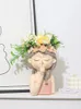 プランターポット20cm/ 7.8インチ多肉植物のための妖精プランター樹脂かわいい女の子の植木鉢装飾的な置物庭の家の卓上装飾231025