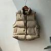 Damenwesten Vintage Daunenweste Mantel Winter warm und dick locker kurze lässige ärmellose Weste Sportmode Jacke