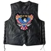 Men's Vests Motorcycle Casual Embroidered Collarless Leather Vest Moto/Biker Sleeveless Jacket Fashion Punk Clothing Coat
